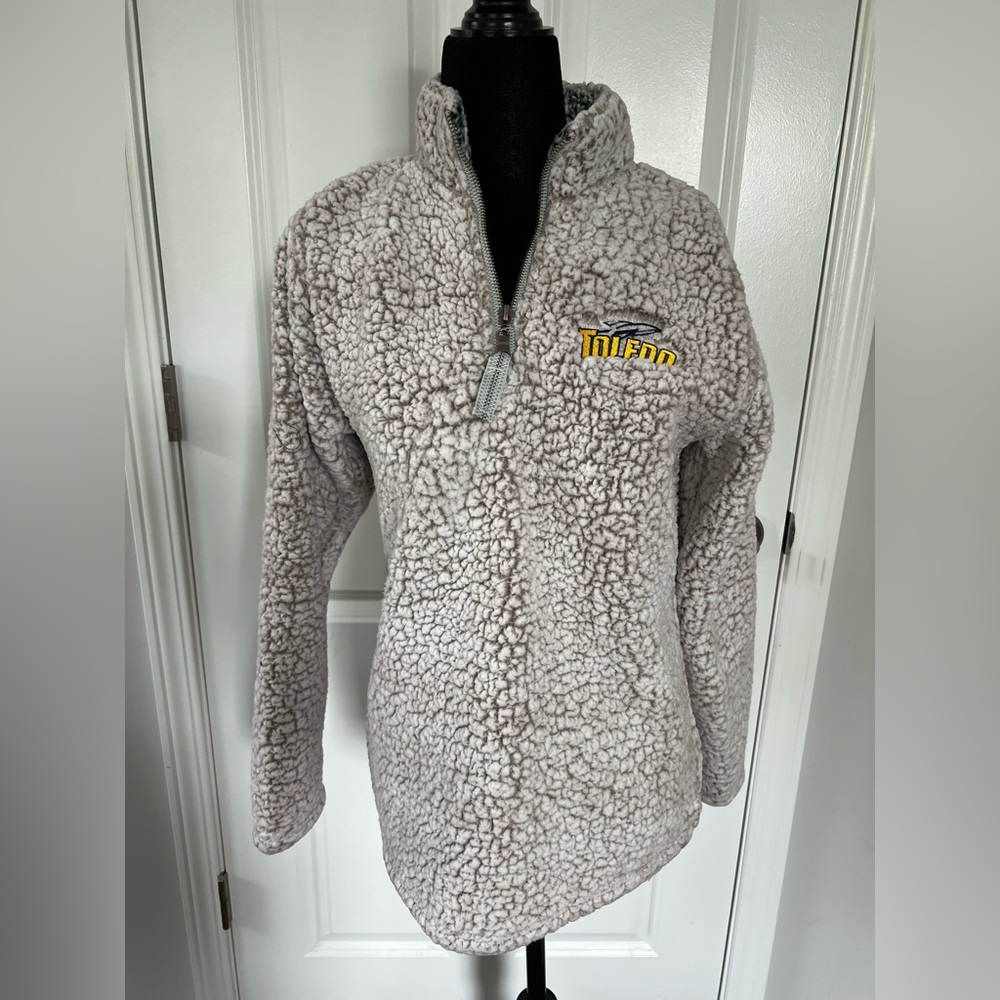 Top of the World Univ of Toledo Cream Teddy 1/4 Zip Jacket - Size Small